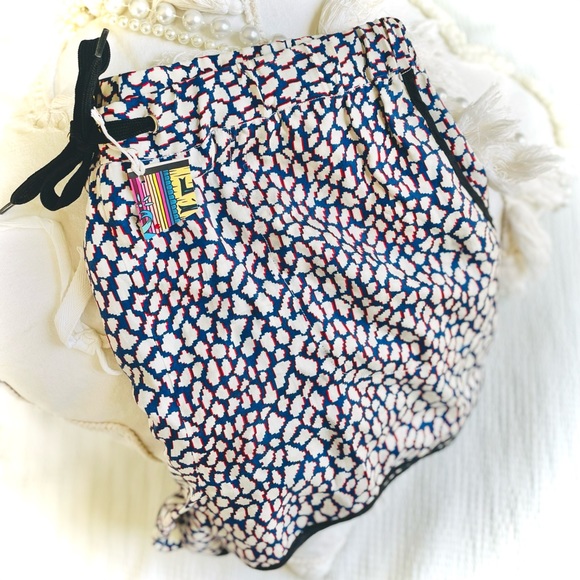 SOLDโจMads Nรธrgaard | M/L | Silk Pixel Popo Black Red Blue Drawstring Shorts NWOT - Picture 2 of 13